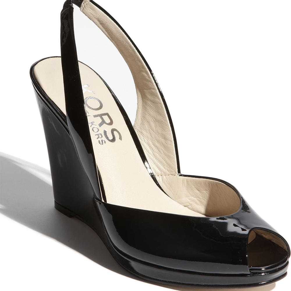 KORS Michael Kors Vivian Black Wedge Sandal Heels